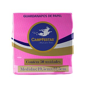 Guardanapo Crepado - 20 x 23 cm - Rosa - 50 unidades - CampFestas - Rizzo Embalagens