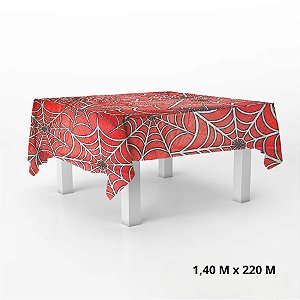 Toalha de Mesa em TNT - Aranhas e Teias - Vermelha - 140 x 220 cm - 1 unidade - Best Fest - Rizzo Embalagens