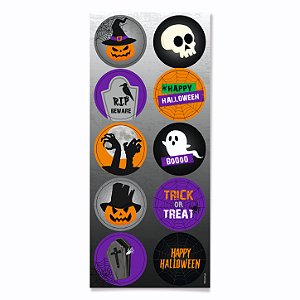 Adesivo Decorativo Redondo "Scary Night" Halloween - 30 unidades - Cromus - Rizzo