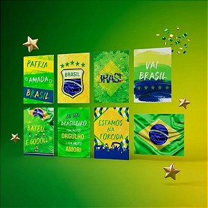 Cartaz Decorativo - Vai Brasil Sortido - 32cm x 42cm - 8 unidades - Cromus - Rizzo