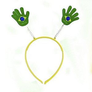Tiara Amarela - Tema Brasil - Mão Aberta Verde - 1 unidade - Rizzo