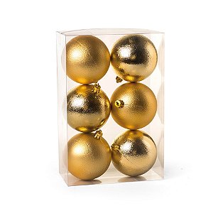 Bolas de Natal Ouro Fosco e Brilhante - Cromus Natal - 6 unidades - Rizzo Embalagens