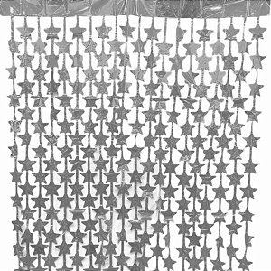 Cortinha de Estrelinhas em Papel Laminado - 100 x 200 cm - Prata - 1 unidade - Art Lille - Rizzo