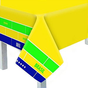 Toalha de Mesa em Plástico Comemorativa da Copa - Festa Brasil - 1,18x1,80m - 1 unidade - Cromus
