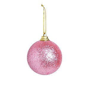 Bola de Árvore de Natal c/ Glitter - 5 cm - “Glitter Rosa” - Cromus Natal - 6 unidades - Rizzo Embalagens