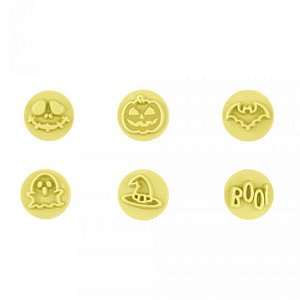 Kit Carimbos - Halloween - Amarelo - 2 x 1 cm - 7 unidades - BlueStar - Rizzo