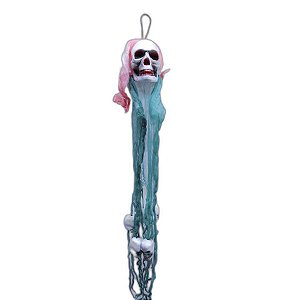 Enfeite de Halloween - Caveiras com Pano Rosa e Verde - 1 unidade - Rizzo