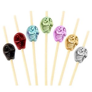 Palitos de Bambu - Caveiras Coloridas - 20 unidades - Rizzo