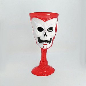 Taça Halloween - Metade Branca com Vermelho - Caveira - 250ml - 1 unidade - Silver Festas - Rizzo