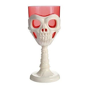 Taça Halloween - Branca com Vermelho - Caveira - 250ml - 1 unidade - Silver Festas - Rizzo