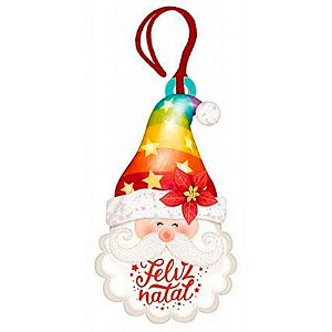 Enfeite para Pendurar  -  "Feliz Natal" Papai Noel - Ref. DHT4N-006 - 1 unidade - Rizzo Embalagens