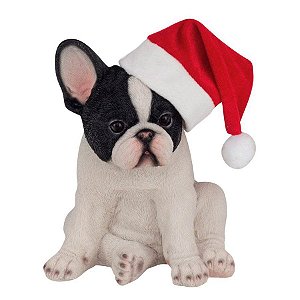 Cachorro Bulldog - Decoração de Natal - sem Movimento - Branco/Preto - 1 unidade - Cromus - Rizzo Embalagens