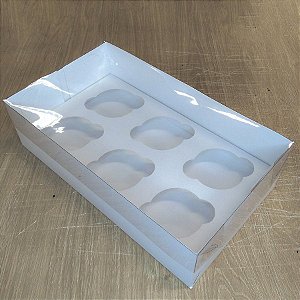 Caixa Transparente - 6 Cupcake - Branco - 30 x 18 x 8 cm  - 5 unidades - Assk - Rizzo