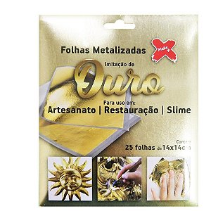 Folhas Ouro Metalizadas - Ref. 6115 - 25 unidades - Make Mais - Rizzo Embalagens