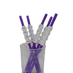 Canudo Decorativo Fantasminha Roxo - 5 unidades - Rizzo