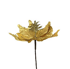Flor Decorativa Poinsétia Ouro - Cabo Curto - 1 unidade - Cromus - Rizzo Embalagens