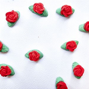 Confeitos de Açúcar - Rosa Vermelha Mini - 1,2 x 1 cm - 10 unidades - Rizzo