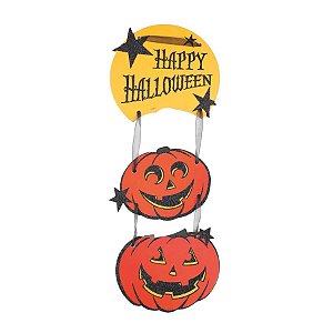 Placa Decorativa - Abobora Happy Halloween - 55 x 16 x 1 cm - 1 unidade - Cromus - Rizzo