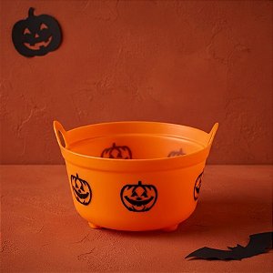 Cesta Plástica - Mini Bowl Laranja - Happy Halloween - 11,5 x 6,5 x 11,5 cm - 1 unidade - Cromus - Rizzo