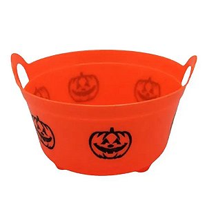 Cesta Plástica - Mini Bowl Laranja - Happy Halloween - 11,5 x 6,5 x 11,5 cm  - 1 unidade - Cromus - Rizzo