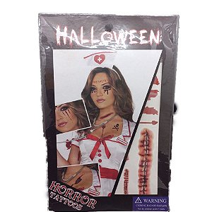 Tatuagens de Halloween - "Cicatrizes" - 12 unidades - Silver Festas - Rizzo Embalagens