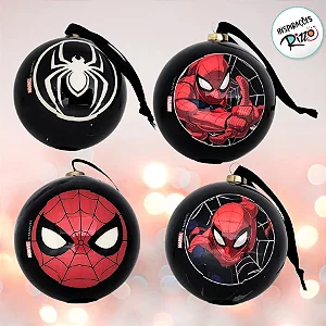 Kit Bola de Natal - Homem Aranha - 8 cm - Natal Marvel - 4 unidades - Disney Original - Rizzo