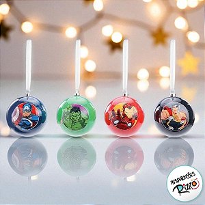 Kit Bola de Natal - Avengers - 8 cm - Natal Marvel - 4 unidades - Disney Original - Rizzo