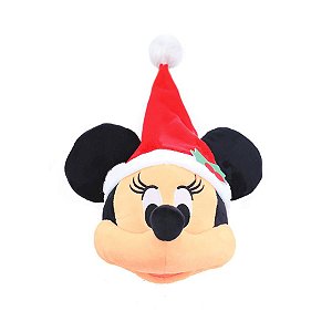 Pelúcia Cabeça Minnie c/ Gorro de Natal - 15 cm - Natal Disney - 1 unidade - Cromus - Rizzo