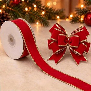 Fita Decorativa Lisa Vermelha - 6,3 cm x 91,4 m - 1 unidade - Cromus - Rizzo Embalagens