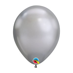 Balão de Festa Látex Liso Chrome - Silver (Prata) - Qualatex - Rizzo