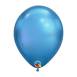 Balão de Festa Látex Liso Chrome - Blue (Azul) - Qualatex - Rizzo