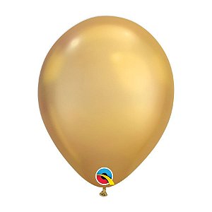 Balão de Festa Látex Liso Chrome - Gold (Ouro) - Qualatex - Rizzo