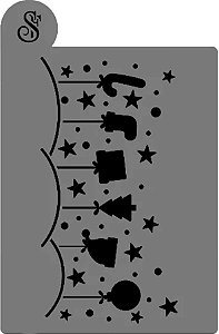 Stencil para Bolo (Mod.27) Doces Natal - 16,5 cm x 25 cm - 1 unidade - Sonho Fino - Rizzo Embalagens