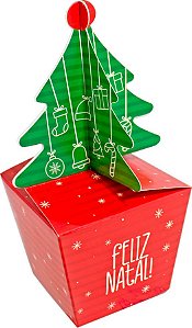 Caixa Pop Up - Árvore de Natal - "Feliz Natal" - Ref. C3837 - 10 unidades - Ideia Embalagens - Rizzo Embalagens