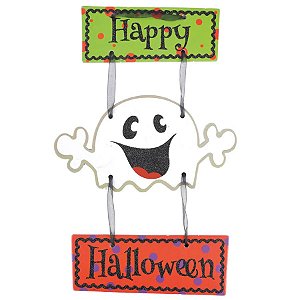 Placa Fantasminha - Happy - 45,5 x 23,5 - Halloween - 1 unidade - Cromus - Rizzo