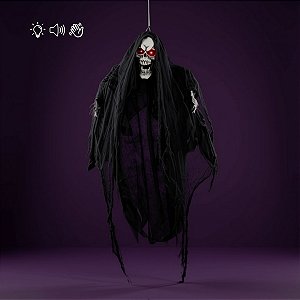 Enfeite Decorativo de Halloween Com Luz e Som - Caveira Gaspar - 79,5x20x20cm - Halloween  1 unidade - Cromus - Rizzo