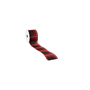 Fita Decorativa 6,3cm x 9,14m - Faixa Xadrez Vermelha e Verde - 1 unidade - Rizzo