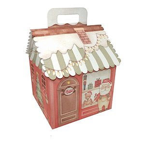 Caixa Casa Mágica Com Alça - Vitrine de Natal - 16 x 16 x 25 cm - 3 unidades - Decora Doces - Rizzo