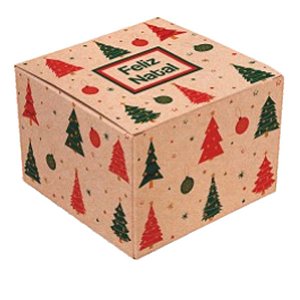 Caixa Quadrada - Natal Rústico - 7 x 10 x 10 - Kraft - 10 unidades - Decora Doces - Rizzo