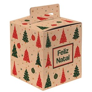 Caixa Panetone - 500 g - Natal Rústico - Kraft - 5 unidades - Decora Doces - Rizzo