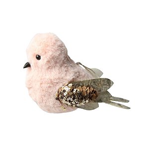 Passarinho Decorativo com Lantejolas - Passarinho Rosa - 1 unidade - Rizzo Embalagens
