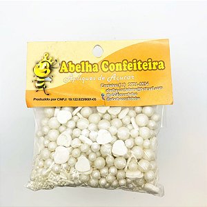 Mini Confeito - Sprinkles Coração Branco - 60 gramas - Abelha Confeiteira - Rizzo