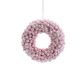 Enfeite p/ Pendurar Redondo Flocado - Rosa - 20 cm - 1 unidade - Cromus - Rizzo