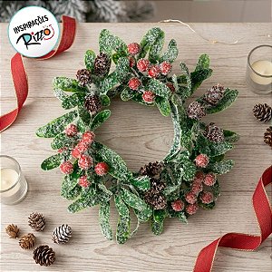 Mini Guirlanda Decorativa - Folhas Verde Claro e Frutas - 1 unidade - Cromus - Rizzo Embalagens