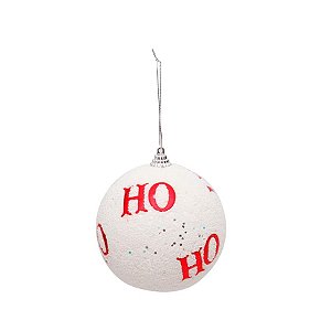 Bolas de Natal "Ho Ho" - Branco/Vermelho - 8 cm - 6 unidades - Cromus - Rizzo Embalagens
