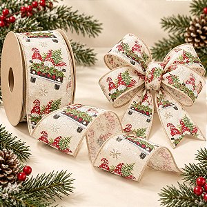 Fita Juta de Kringle de Natal - 6,3cm x 9,14m - 1 unidade - Cromus - Rizzo