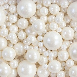 Confeito Sugar Beads Perolizado Branco Sortido - 1 unidade - Cromus Linha Profissional Allonsy - Rizzo