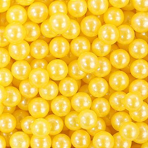Confeito Sugar Beads Perolizado Amarelo - 6mm - 1 unidade - Cromus Linha Profissional Allonsy - Rizzo
