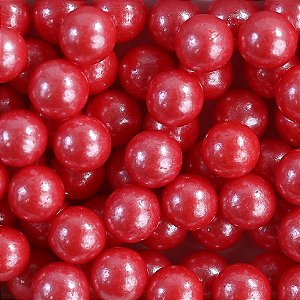 Confeito Sugar Beads Perolizado Vermelho - 10mm  - 1 unidade - Cromus Linha Profissional Allonsy - Rizzo