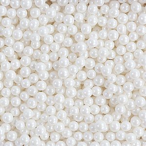 Confeito Sugar Beads Branco Perolizado - 4mm - 1 unidade - Cromus Linha Profissional Allonsy - Rizzo